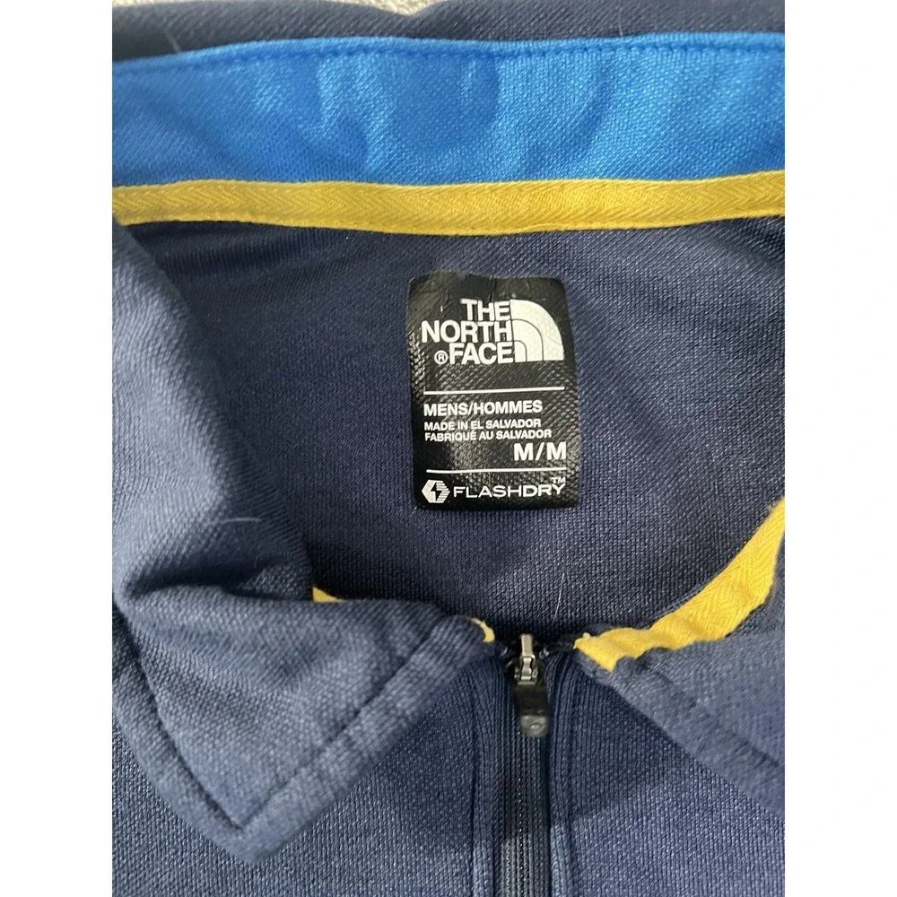 The North Face Mens Shirt Medium Blue Polo FlashDry Short Sleeve 1/4 Zip